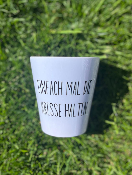 Blumentopf „Einfach mal die Kresse halten“